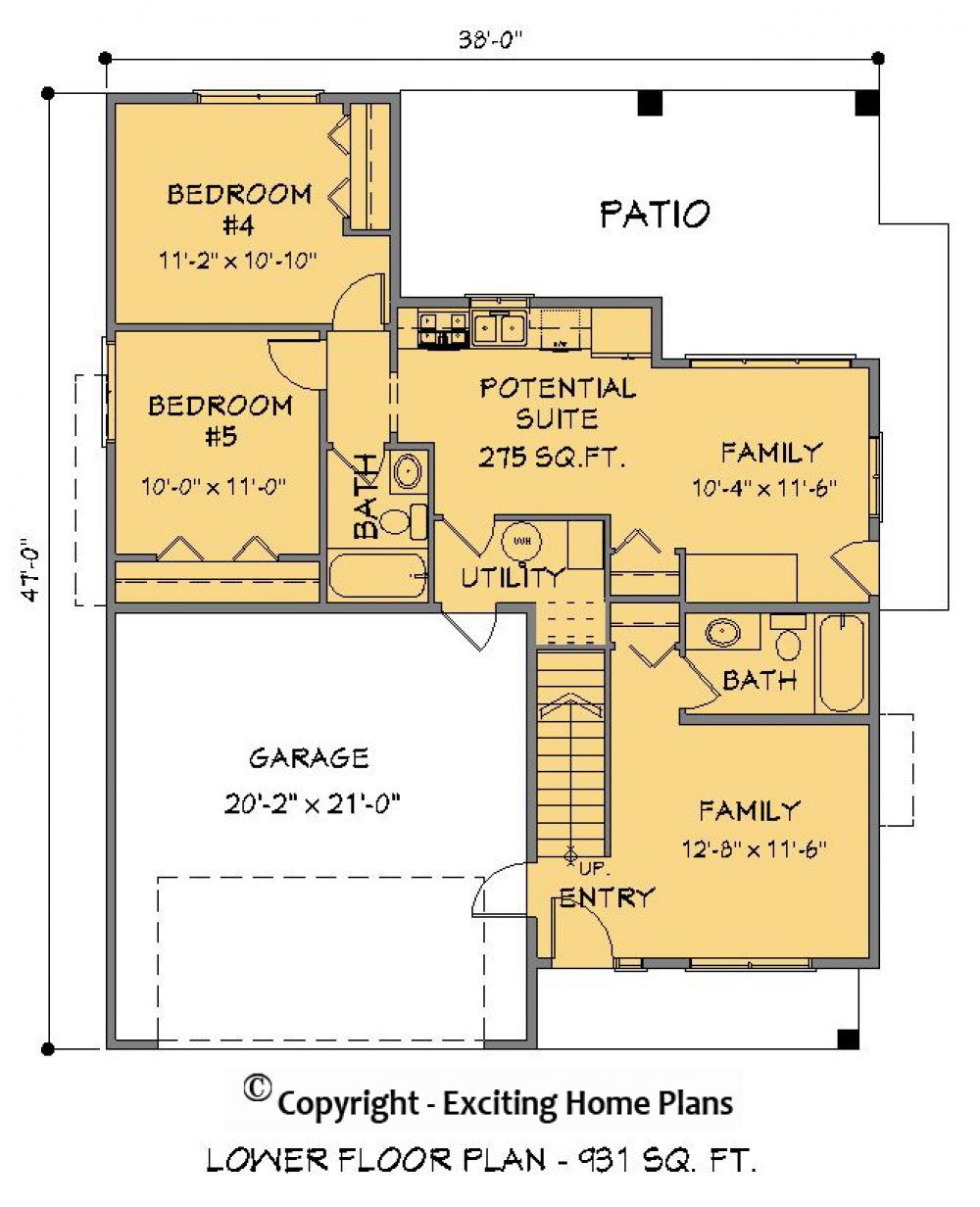 House Plan E1536-10 Lower Floor Plan