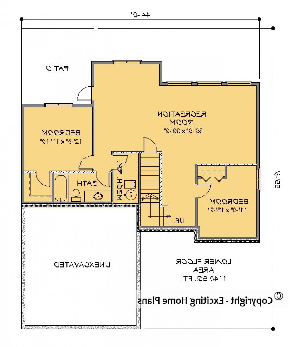 House Plan E1276-10 Lower Floor Plan REVERSE