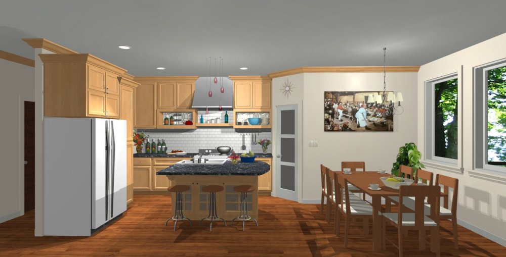 House Plan E1596-10 Interior Kitchen 3D Area