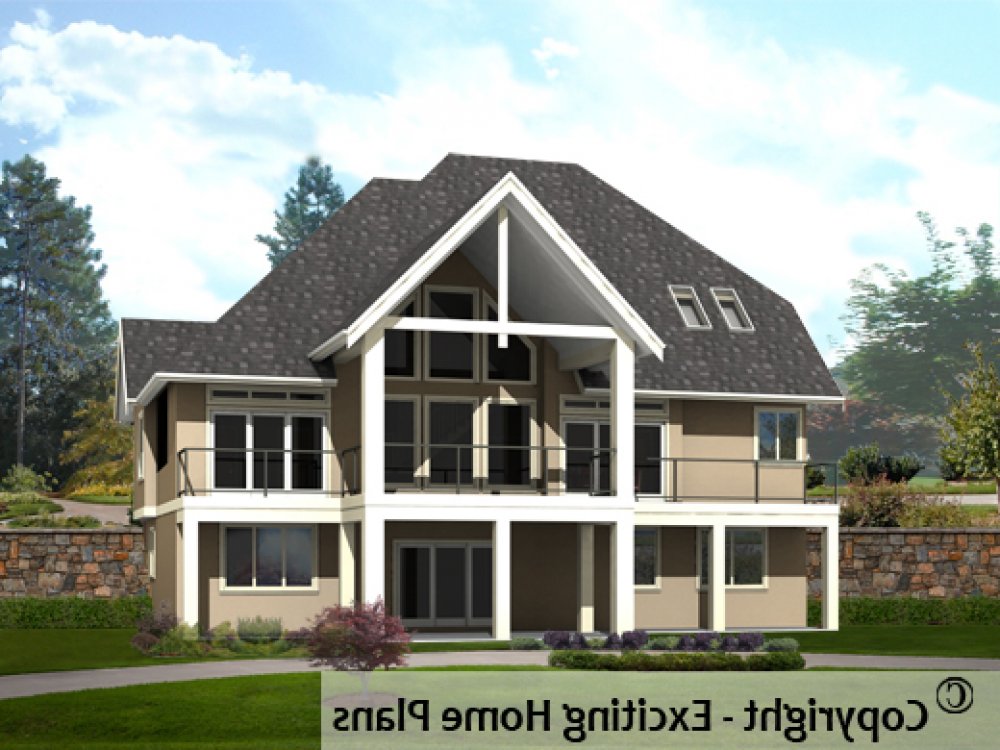 House Plan E1353-10 Rear 3D View REVERSE