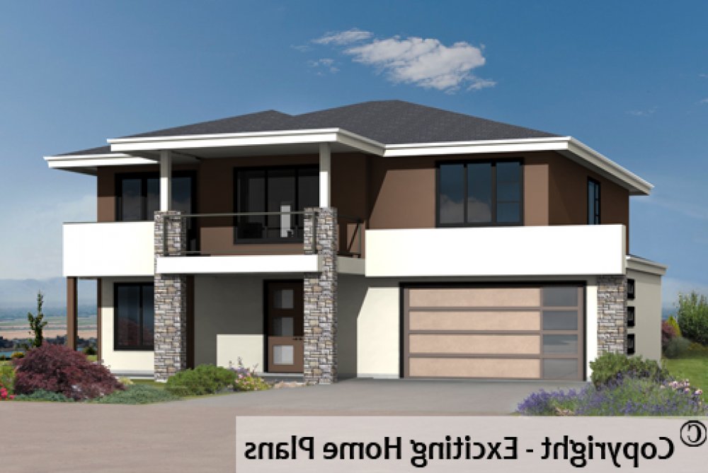 House Plan E1732-10 Front 3D View REVERSE