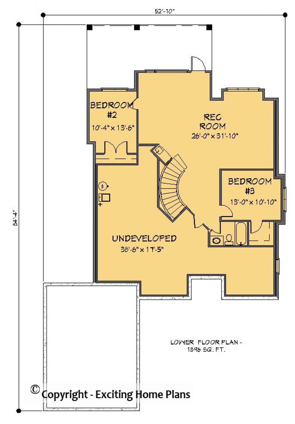 House Plan E1238-10 Lower Floor Plan