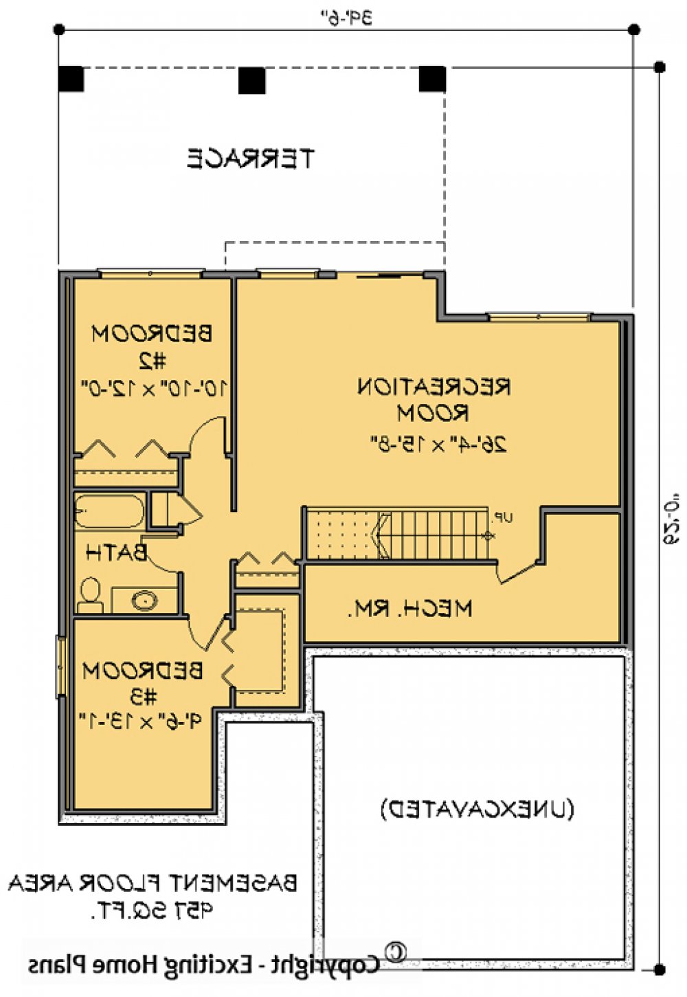 House Plan E1136-10 Lower Floor Plan REVERSE