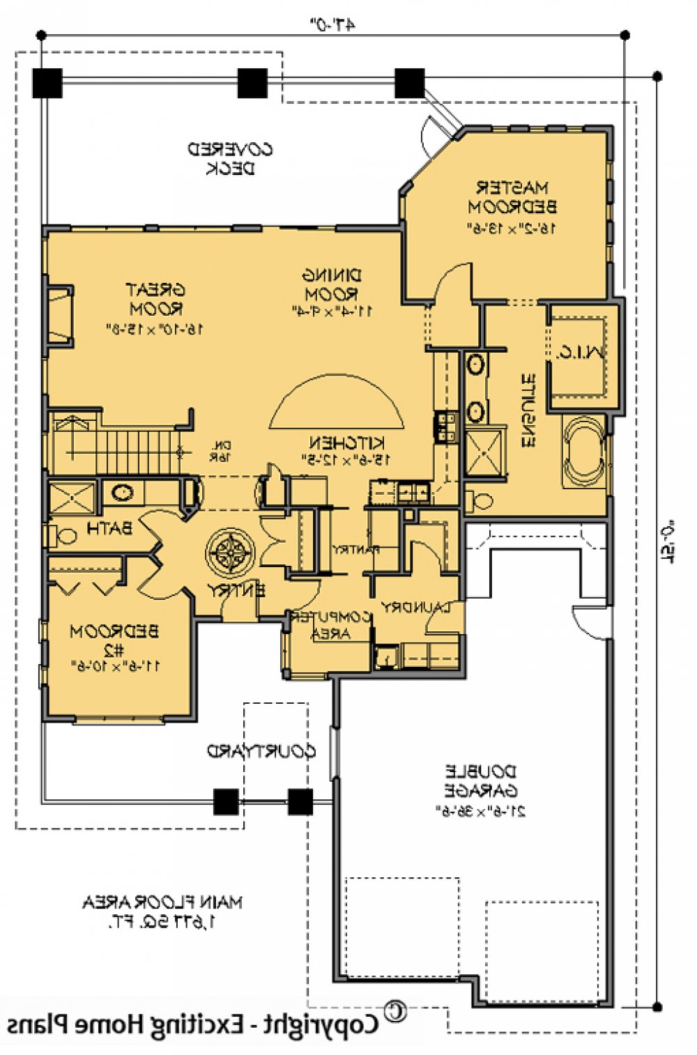 House Plan E1088-10 Main Floor Plan REVERSE