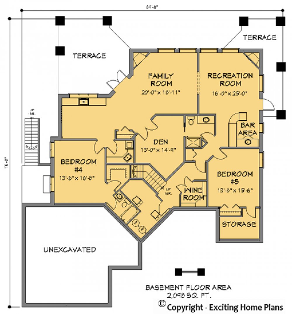 House Plan E1109-10 Lower Floor Plan