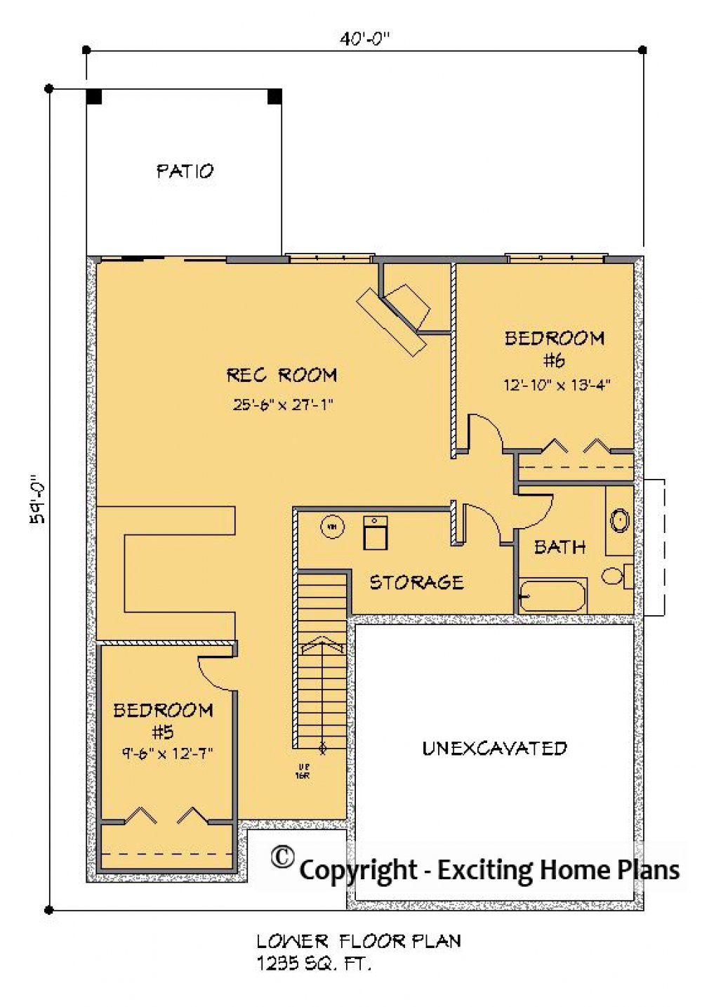 House Plan E1213-10  Lower Floor Plan