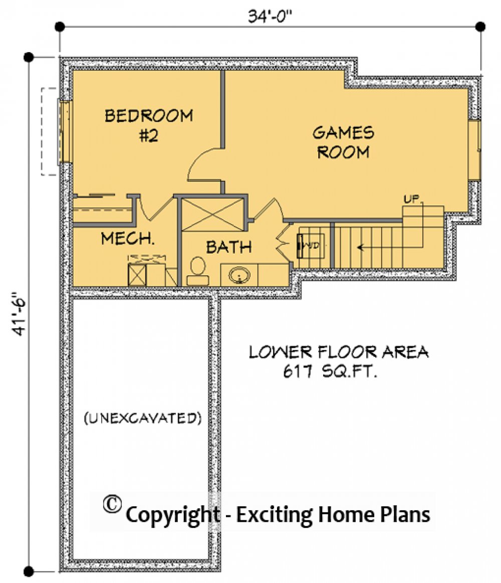 House Plan E1724-10 Lower Floor Plan