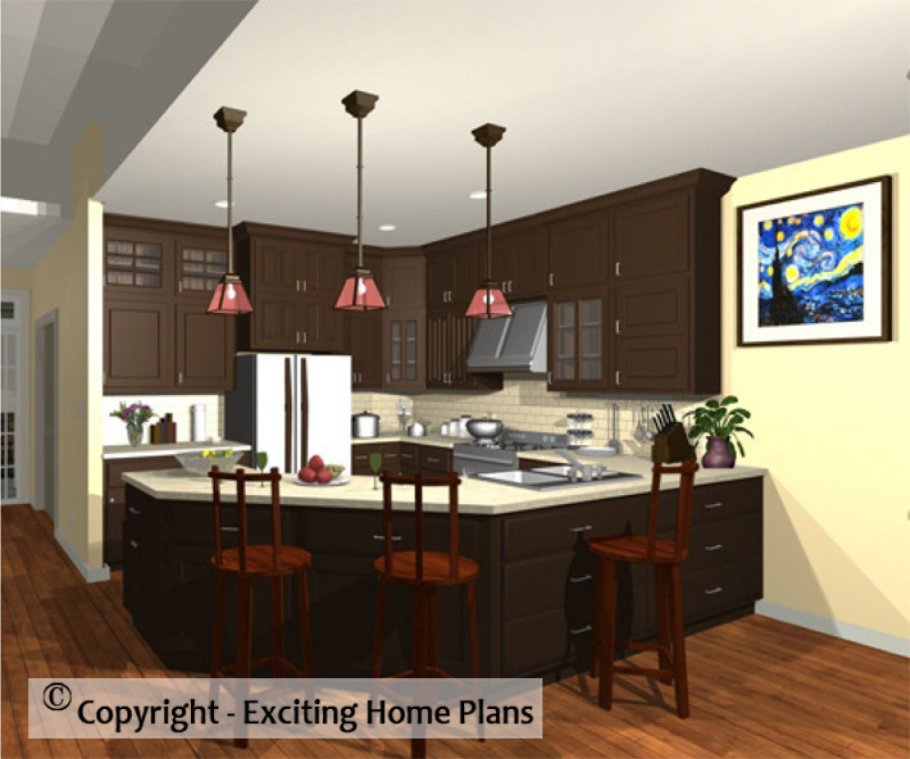 House Plan E1050-10 Interior Kitchen 3D Area
