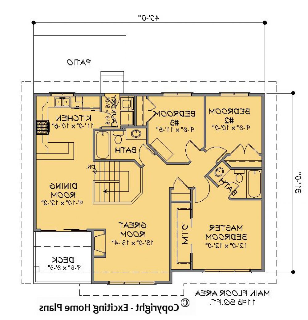 House Plan E1673-10 Main Floor Plan REVERSE