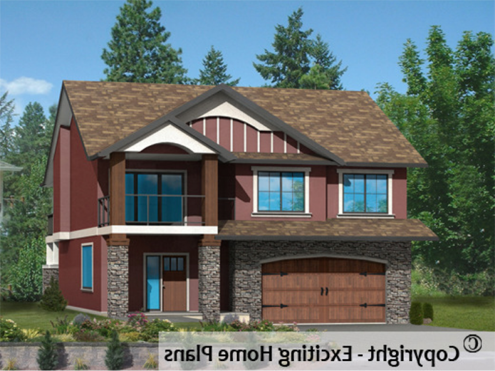 House Plan E1034-10 Exterior 3D View REVERSE