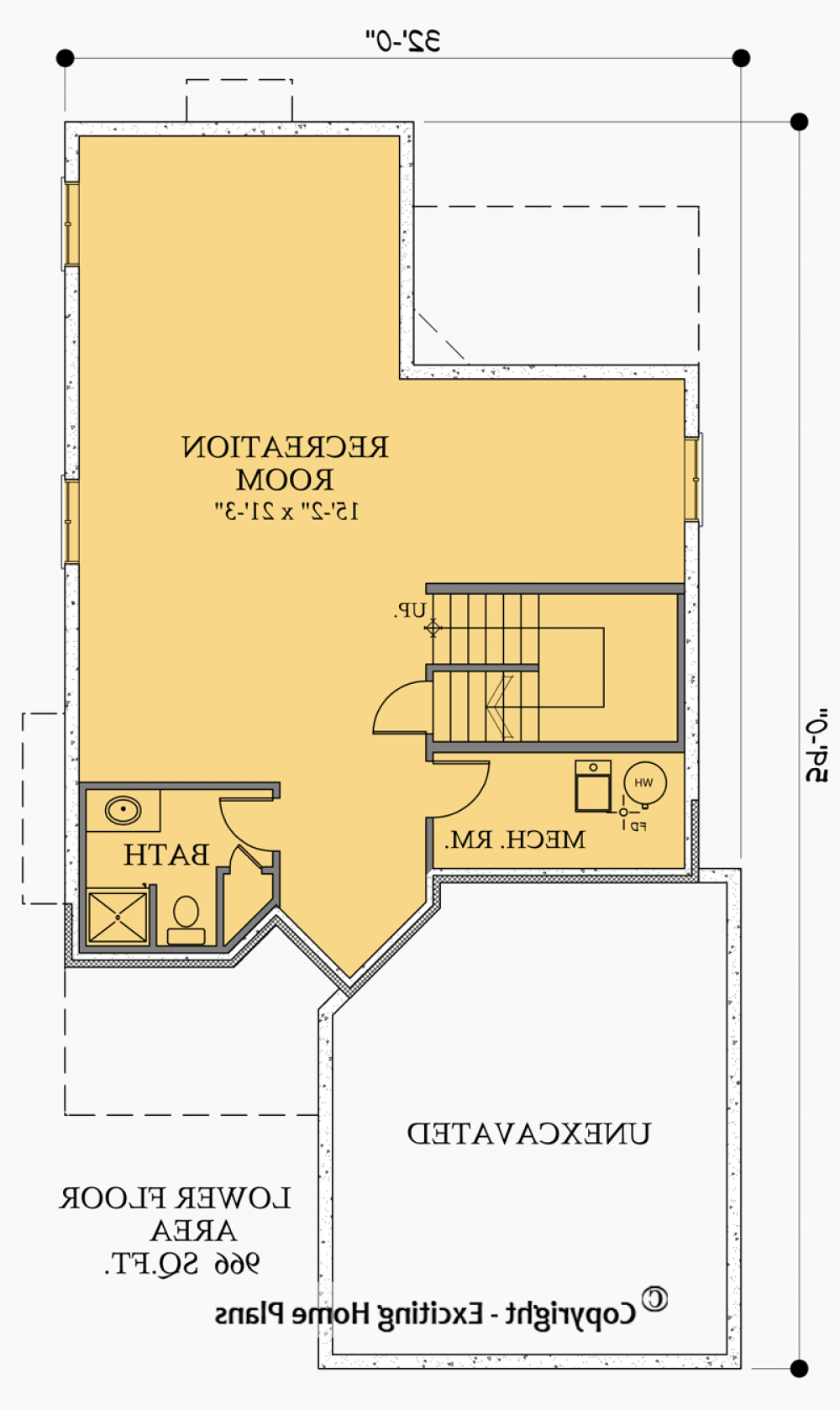 House Plan E1026-10 Lower Floor Plan REVERSE