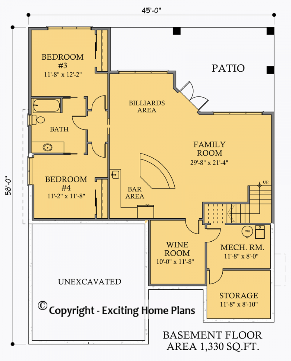 House Plan E1049-10 Lower Floor Plan