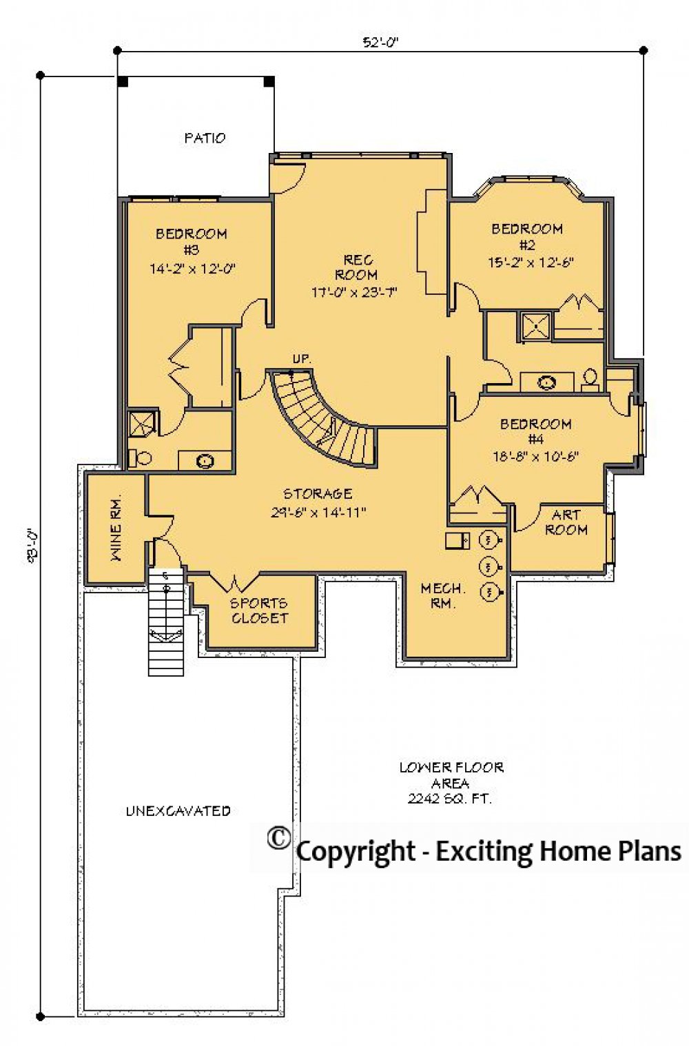 House Plan E1234-10 Lower Floor Plan