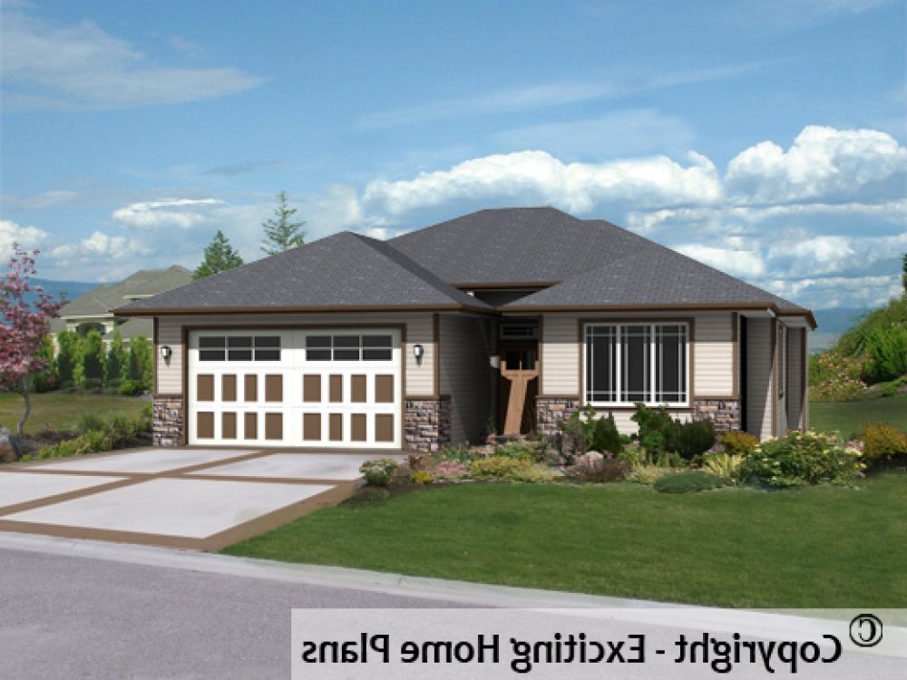 House Plan E1316-10 Exterior 3D View REVERSE