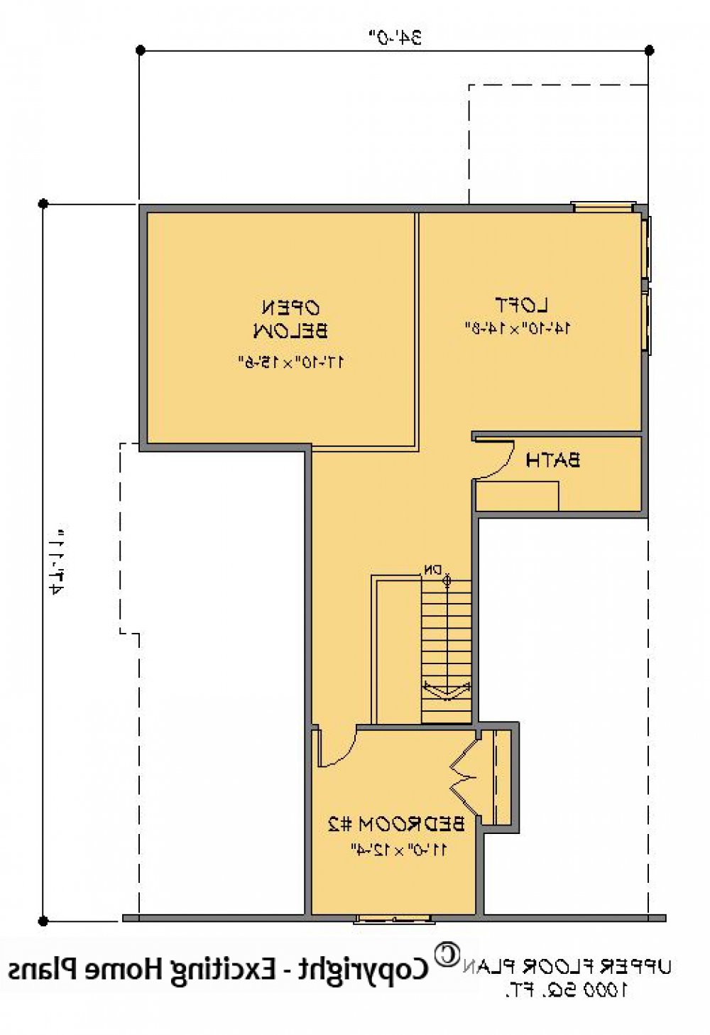 House Plan E1477-10  Upper Floor Plan REVERSE