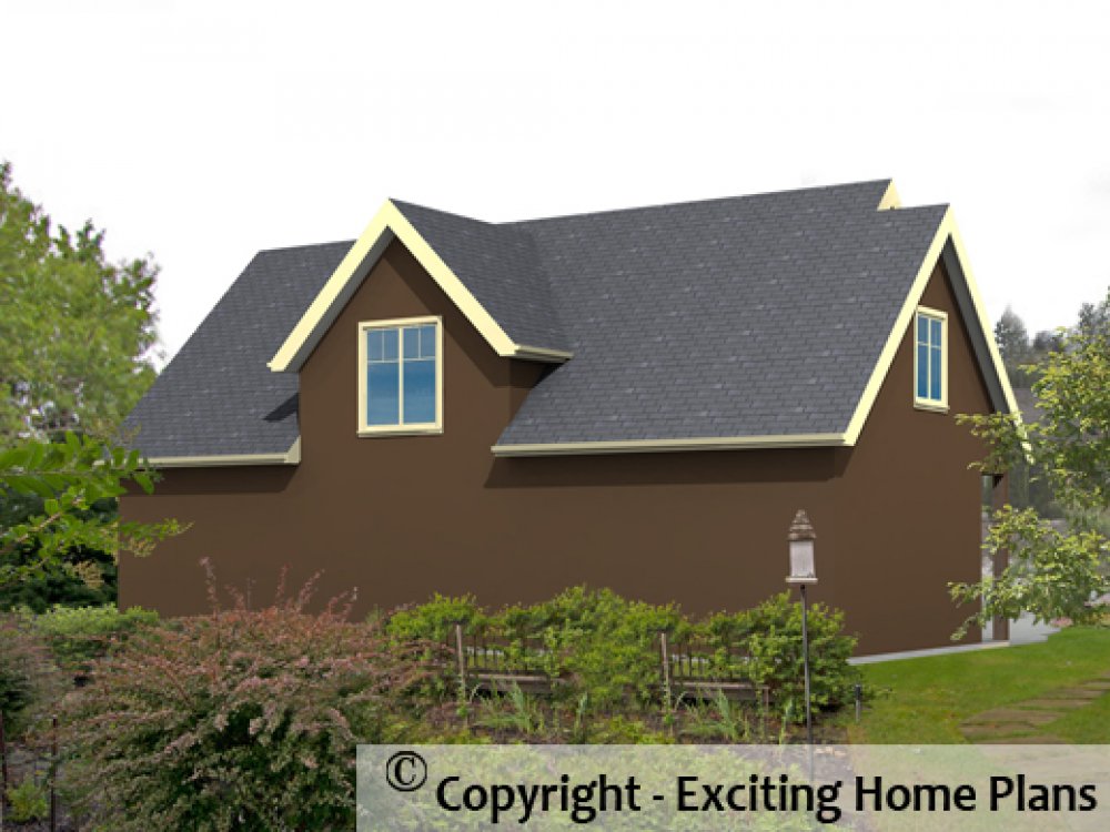 House Plan E1220-10 Rear 3D View