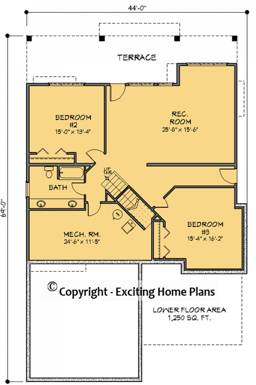 House Plan E1678-10 Lower Floor Plan
