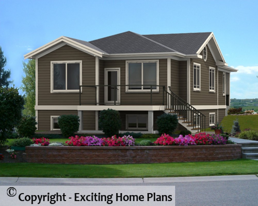 House Plan E1565-10 Rear 3D View