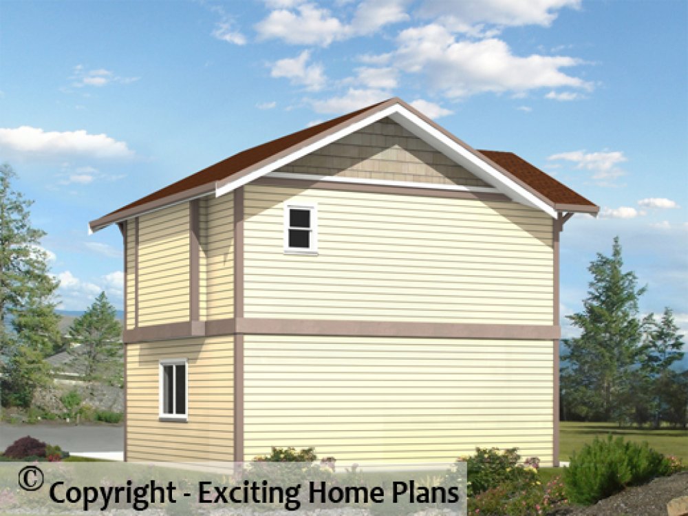 House Plan E1185-10 Rear 3D View