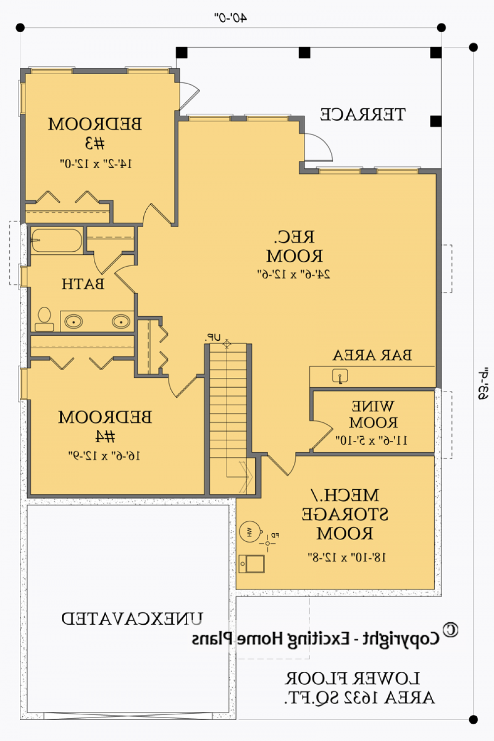 House Plan E1005-10 Lower Floor Plan REVERSE