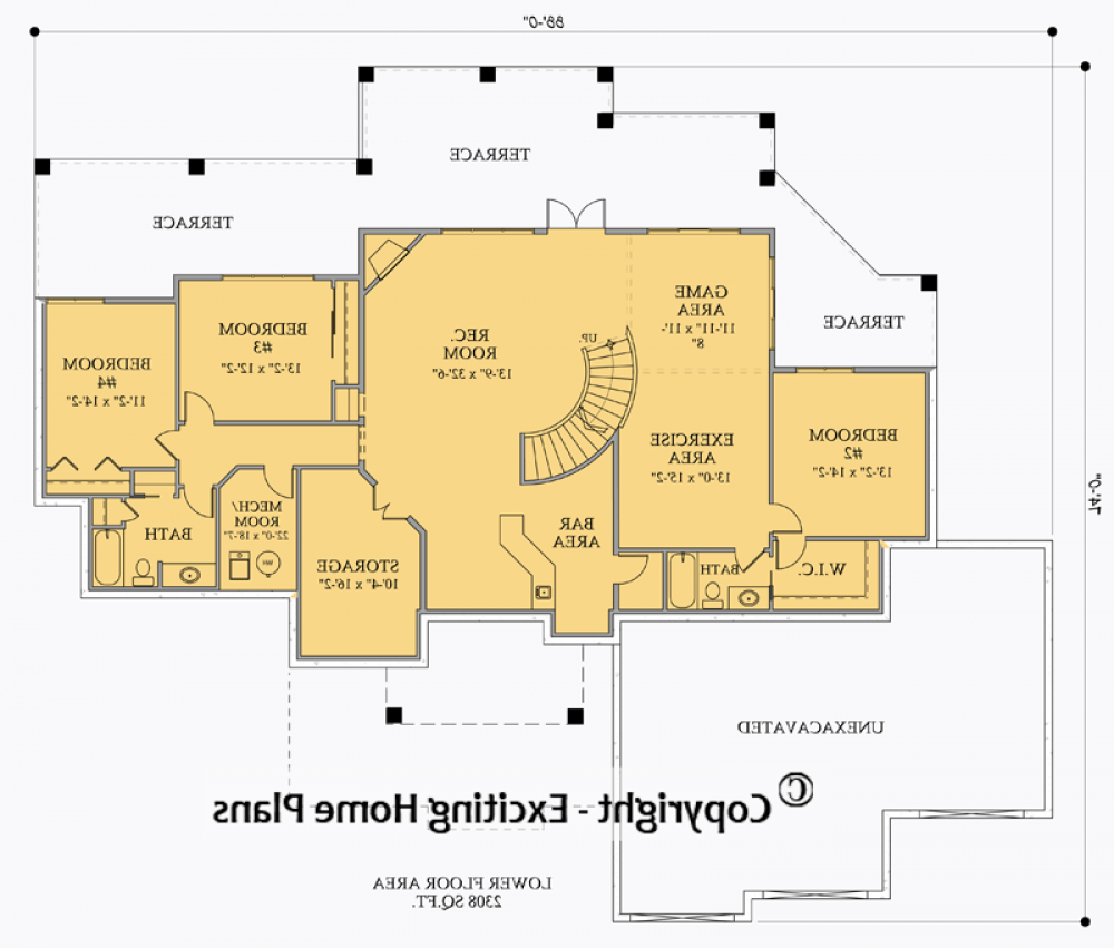 House Plan E1029-10 Lower Floor Plan REVERSE