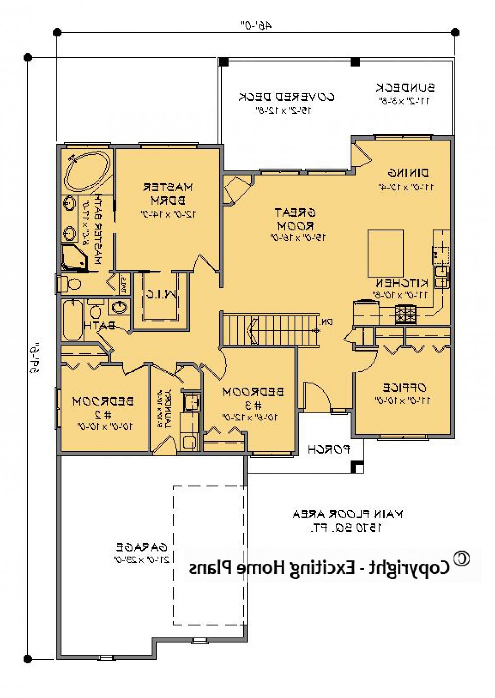 House Plan E1317-10 Main Floor Plan REVERSE