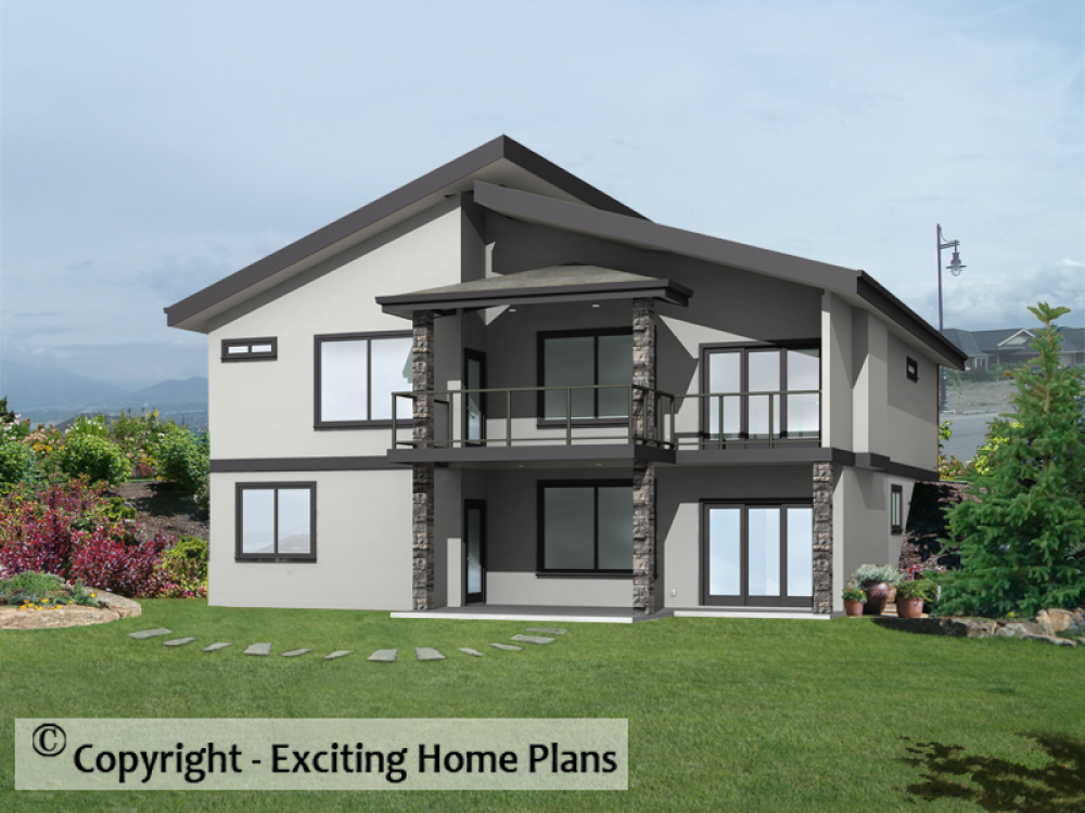 House Plan E1046-10M Rear 3D View