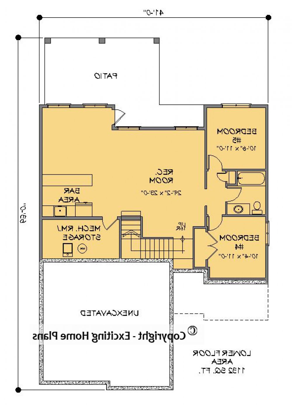 House Plan E1457-10 Lower Floor Plan REVERSE