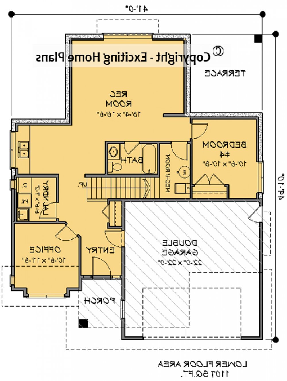 House Plan E1681-50M Lower Floor Plan REVERSE