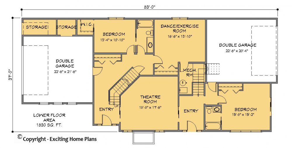 House Plan E1243-10  Lower Floor Plan