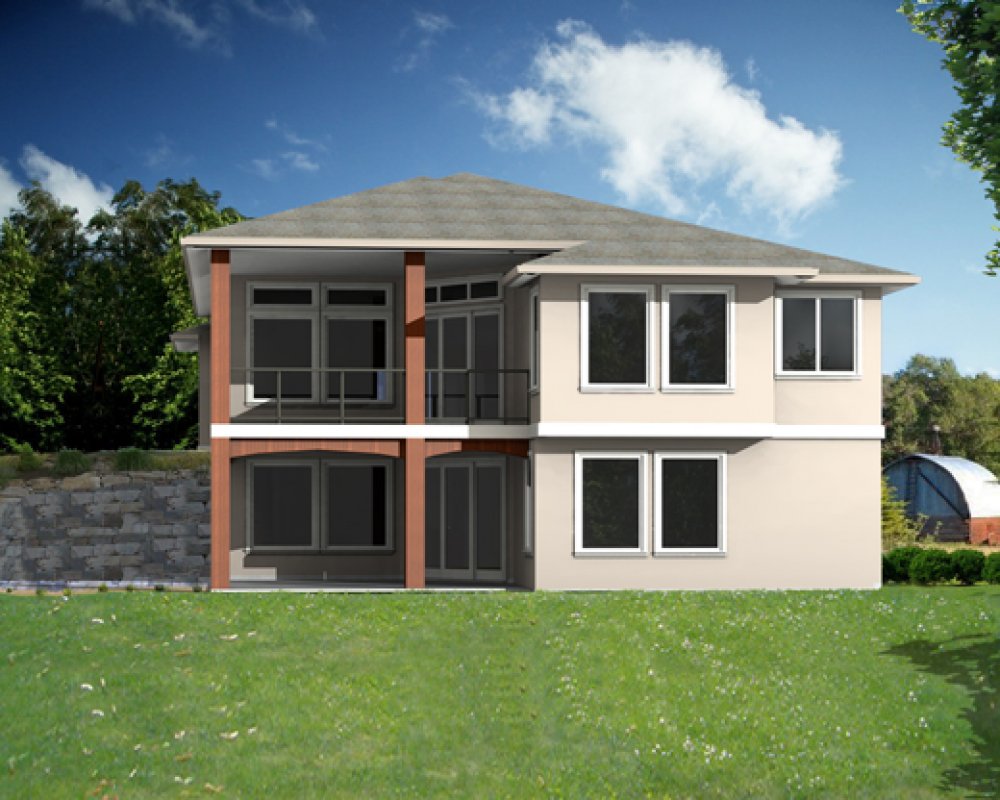 House Plan E1340-10 REAR 3D View