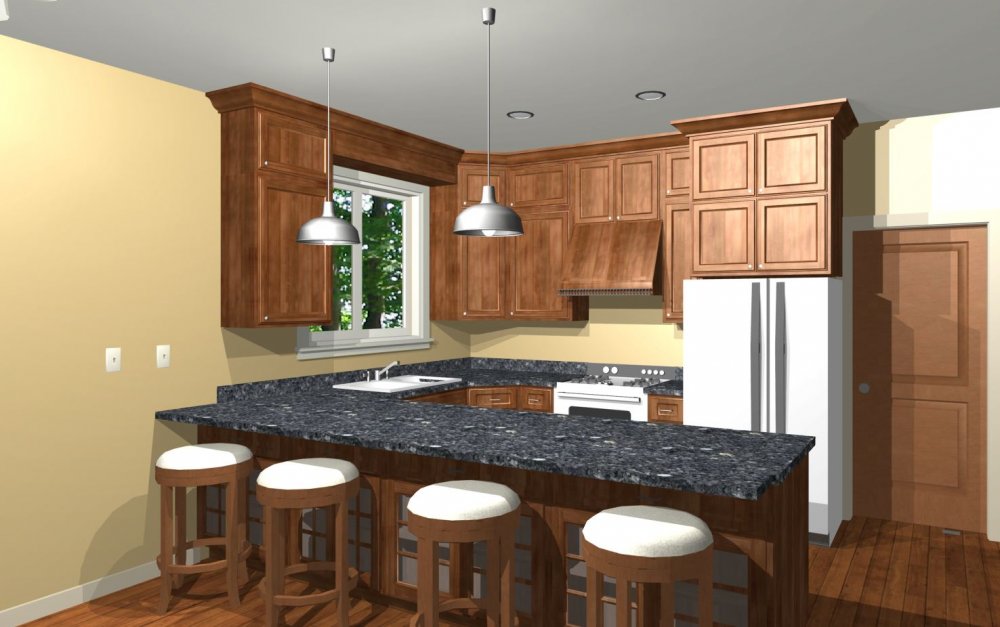 House Plan E1457-10 Interior Kitchen 3D Area