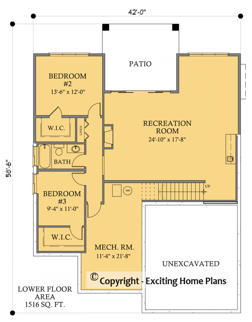 House Plan E1303-10 Lower Floor Plan