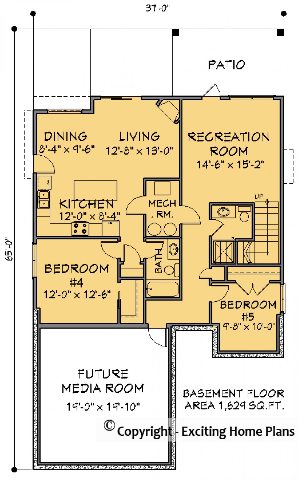 House Plan E1596-10 Lower Floor Plan