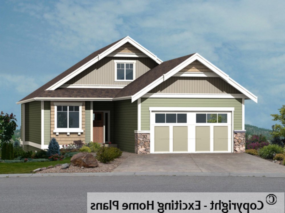 House Plan E1577-10 Front 3D View REVERSE