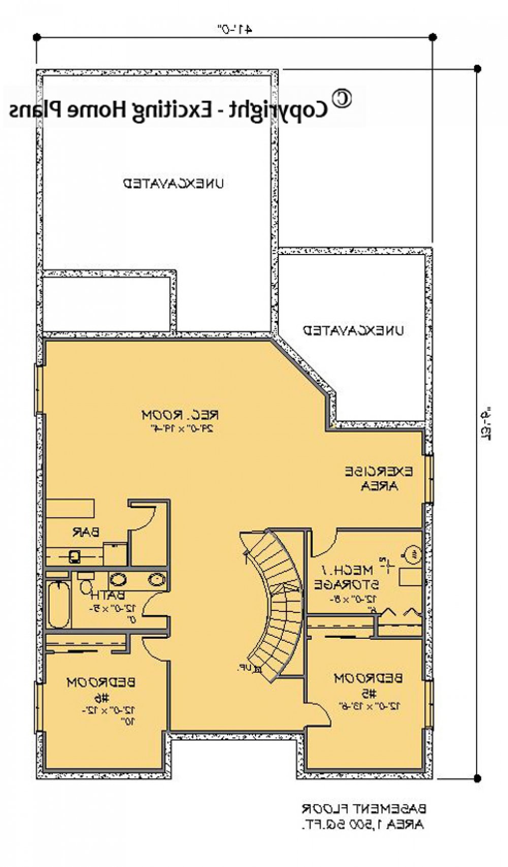 House Plan E1066-10 Lower Floor Plan REVERSE