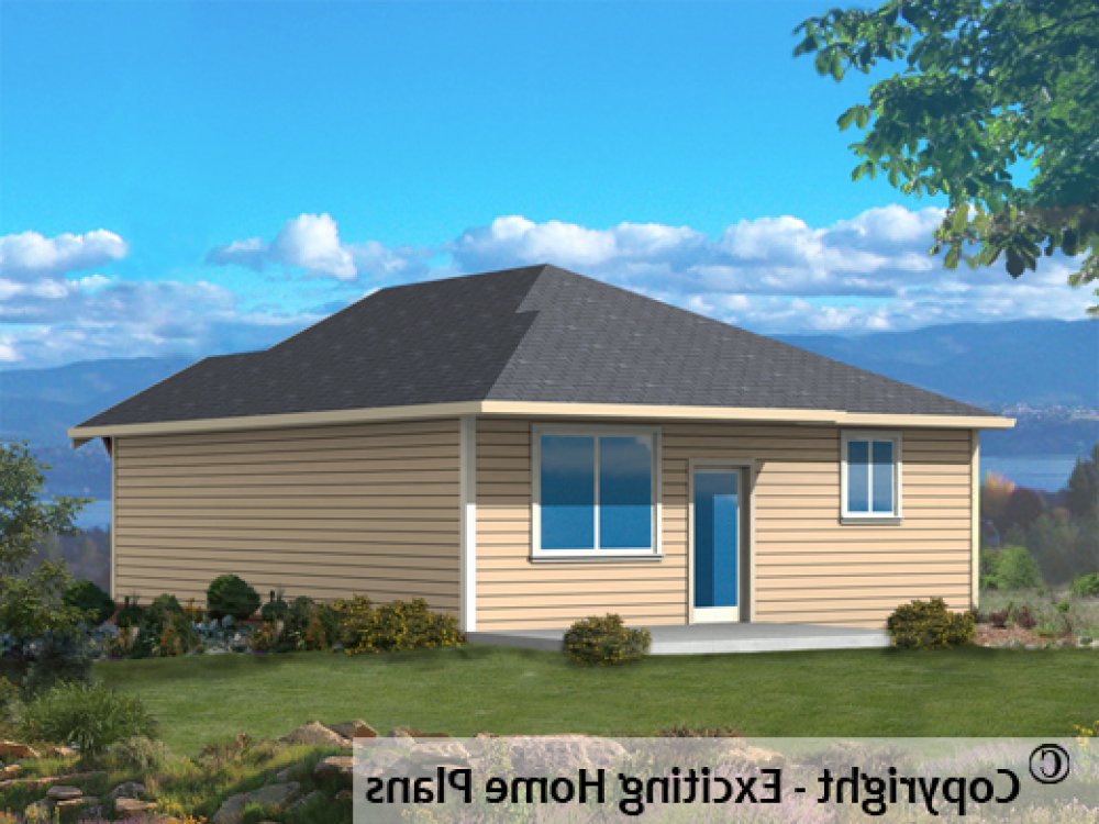 House Plan E1157-10 Rear 3D View REVERSE