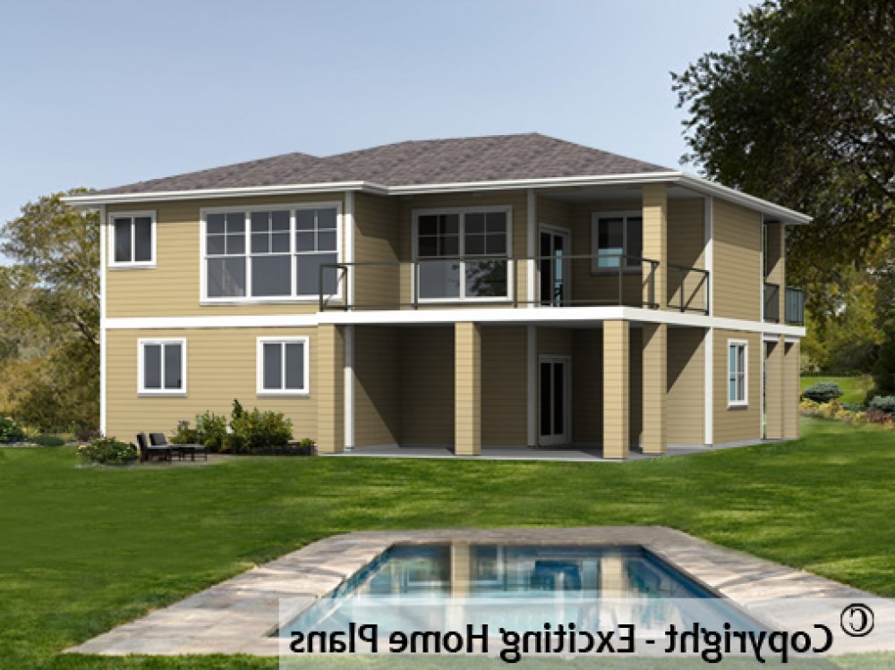 House Plan E1644-10 Rear 3D View REVERSE