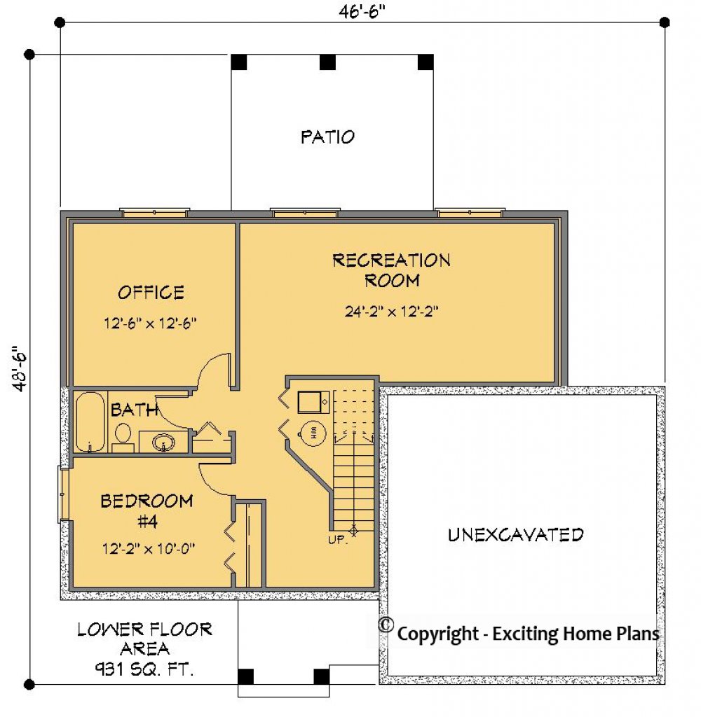 House Plan E1551-10 Lower Floor Plan