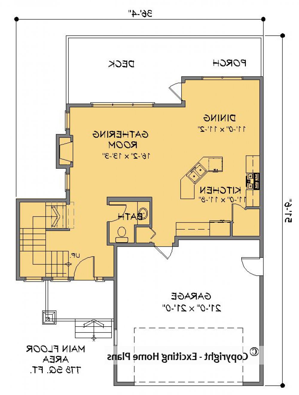House Plan E1499-10  Main Floor Plan REVERSE