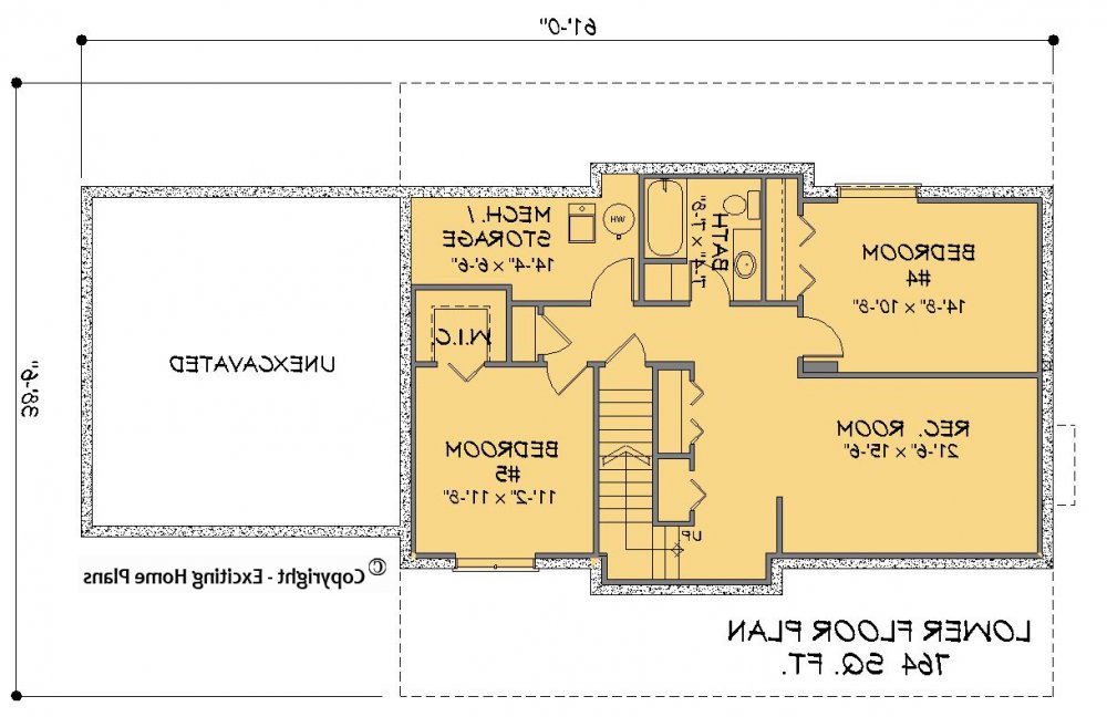 House Plan E1488-10 Lower Floor Plan REVERSE