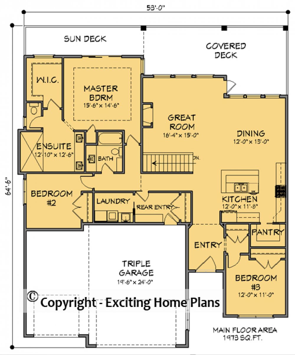 House Plan E1738-10  Main Floor Plan