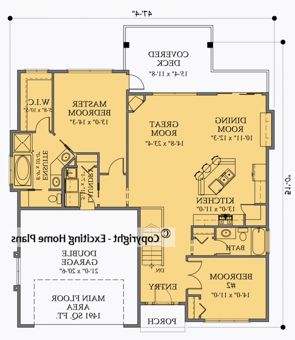 House Plan E1046-10 Main Floor Plan REVERSE