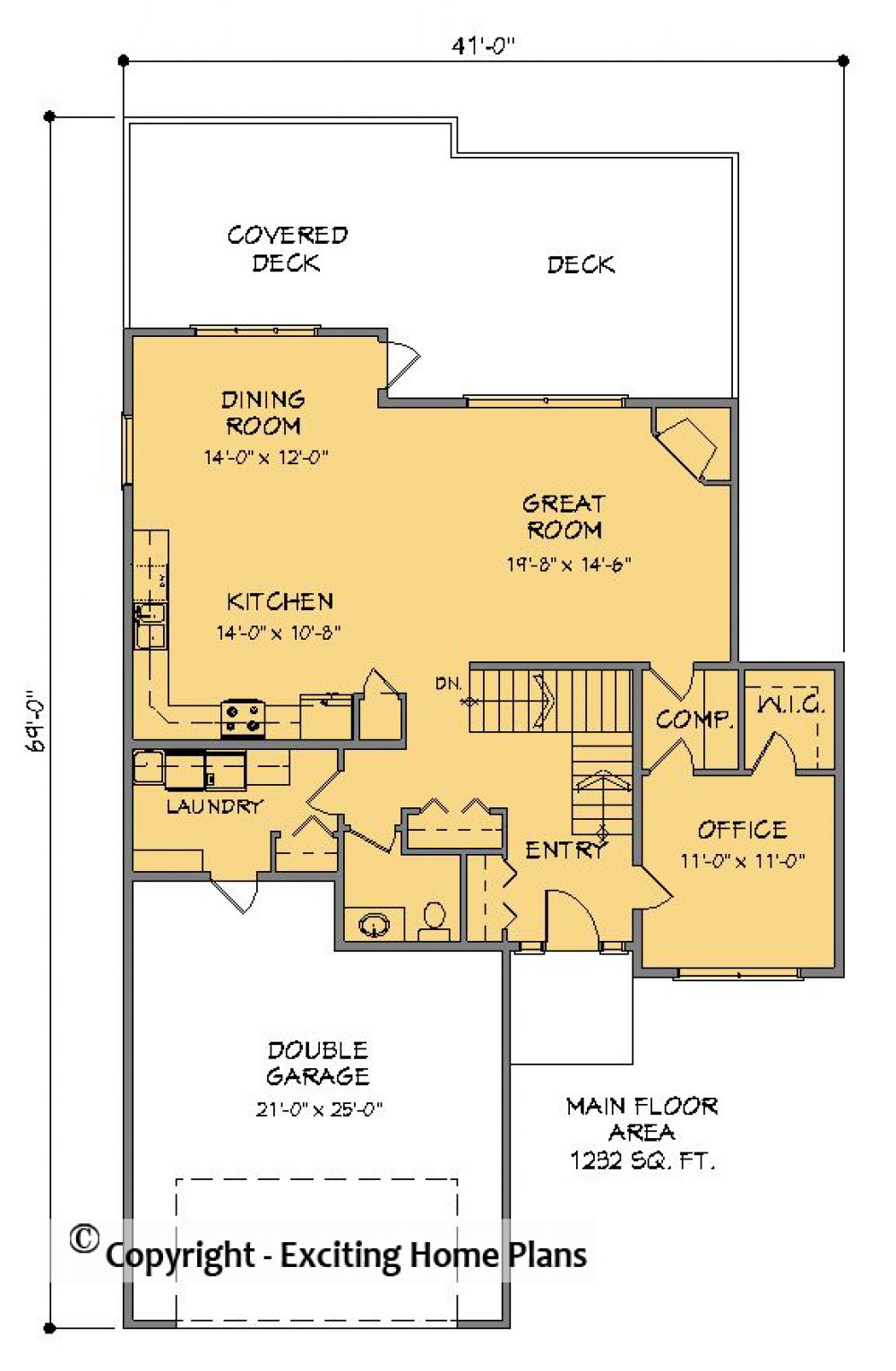 House Plan E1212-10 Main Floor Plan