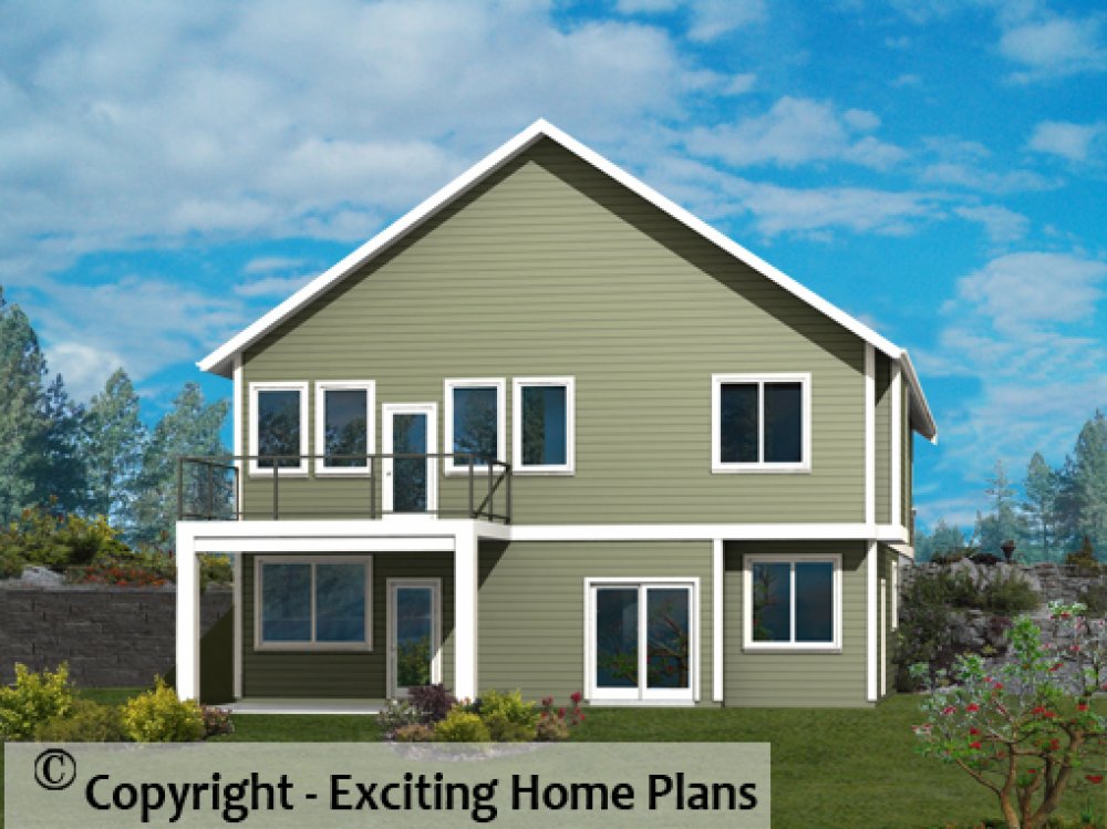 House Plan E1577-10 Rear 3D View