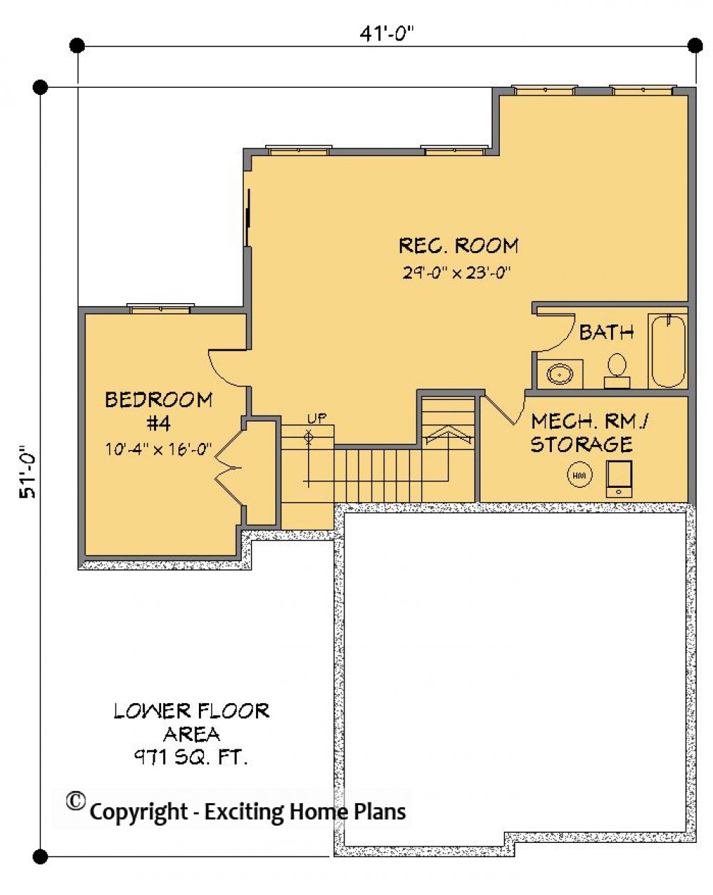 House Plan E1456-10 Lower Floor Plan