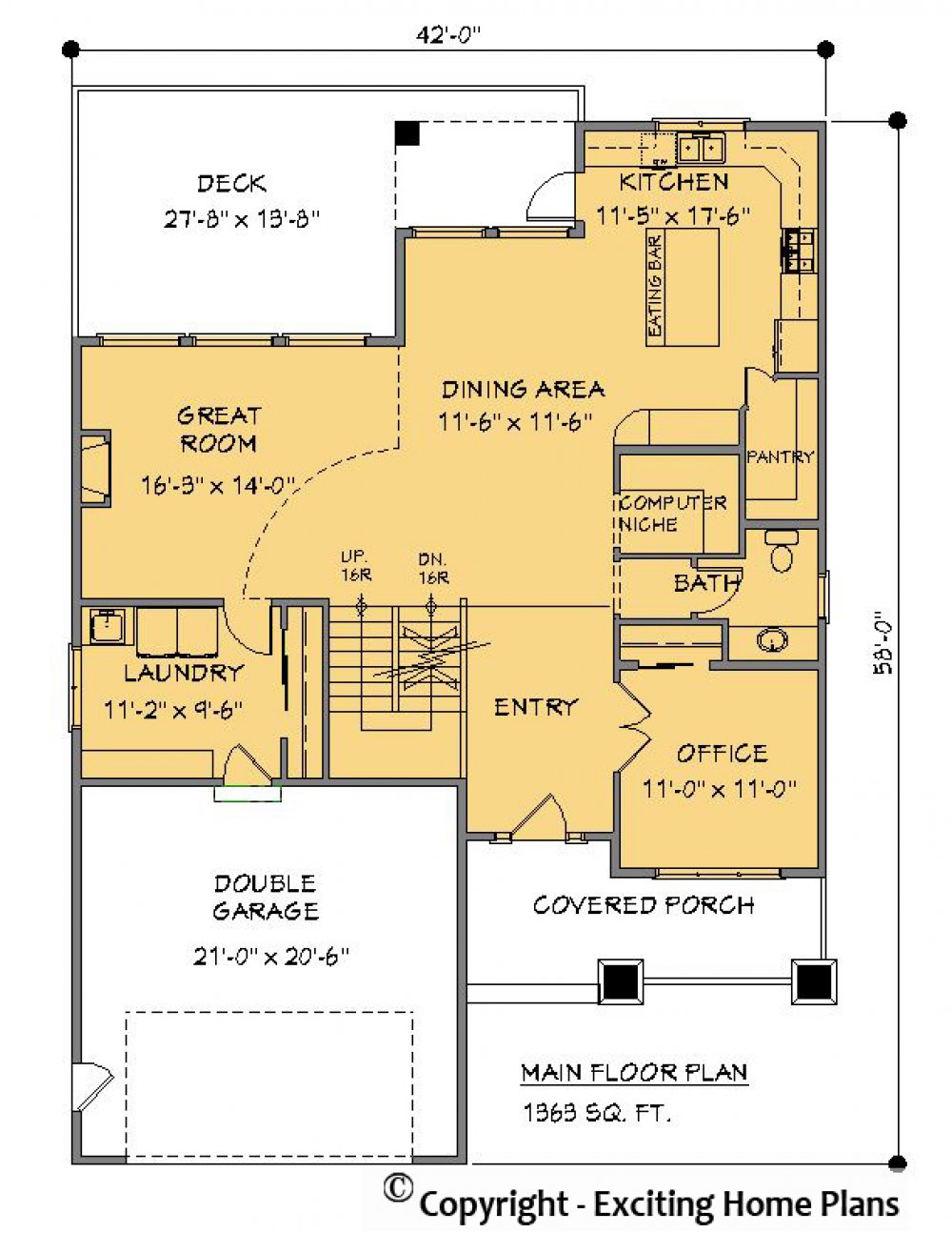 House Plan E1198-10 Main Floor Plan