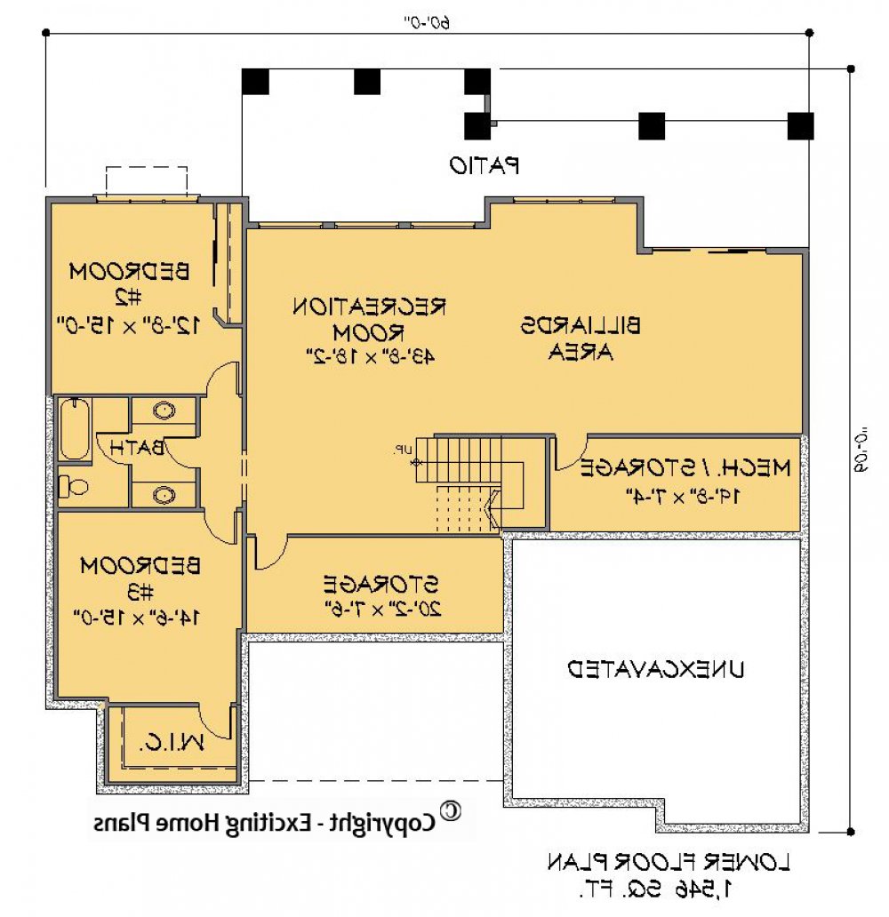 House Plan E1418-10 Lower Floor Plan REVERSE
