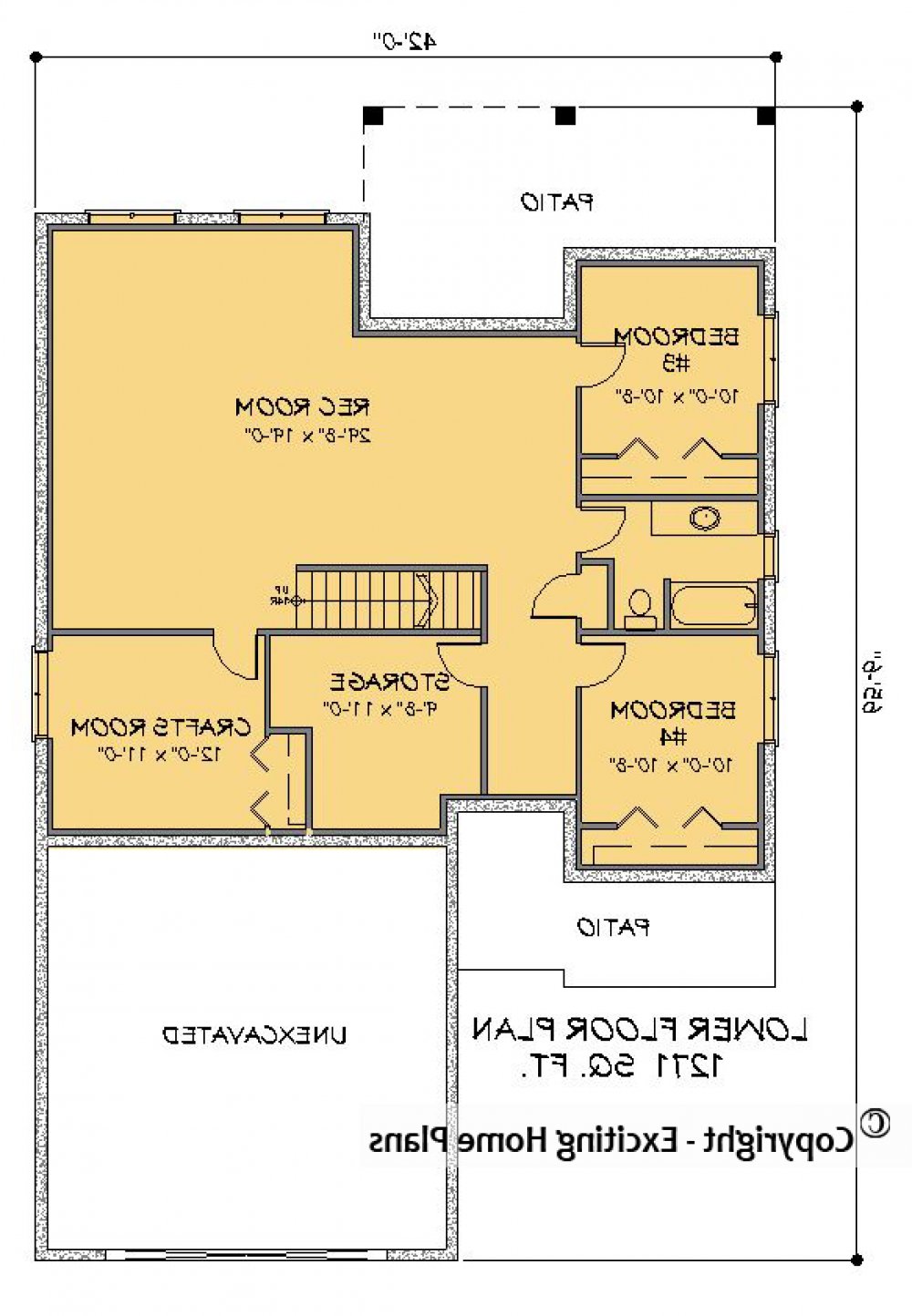 House Plan E1518-10 Lower Floor Plan REVERSE