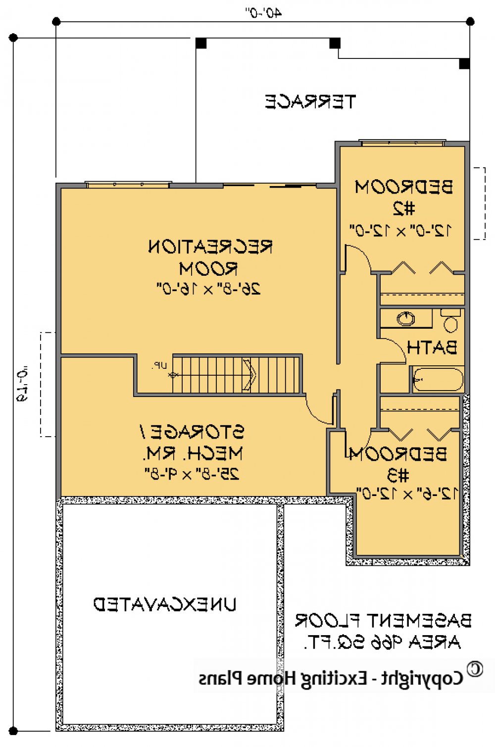 House Plan E1583-10 Lower Floor Plan REVERSE